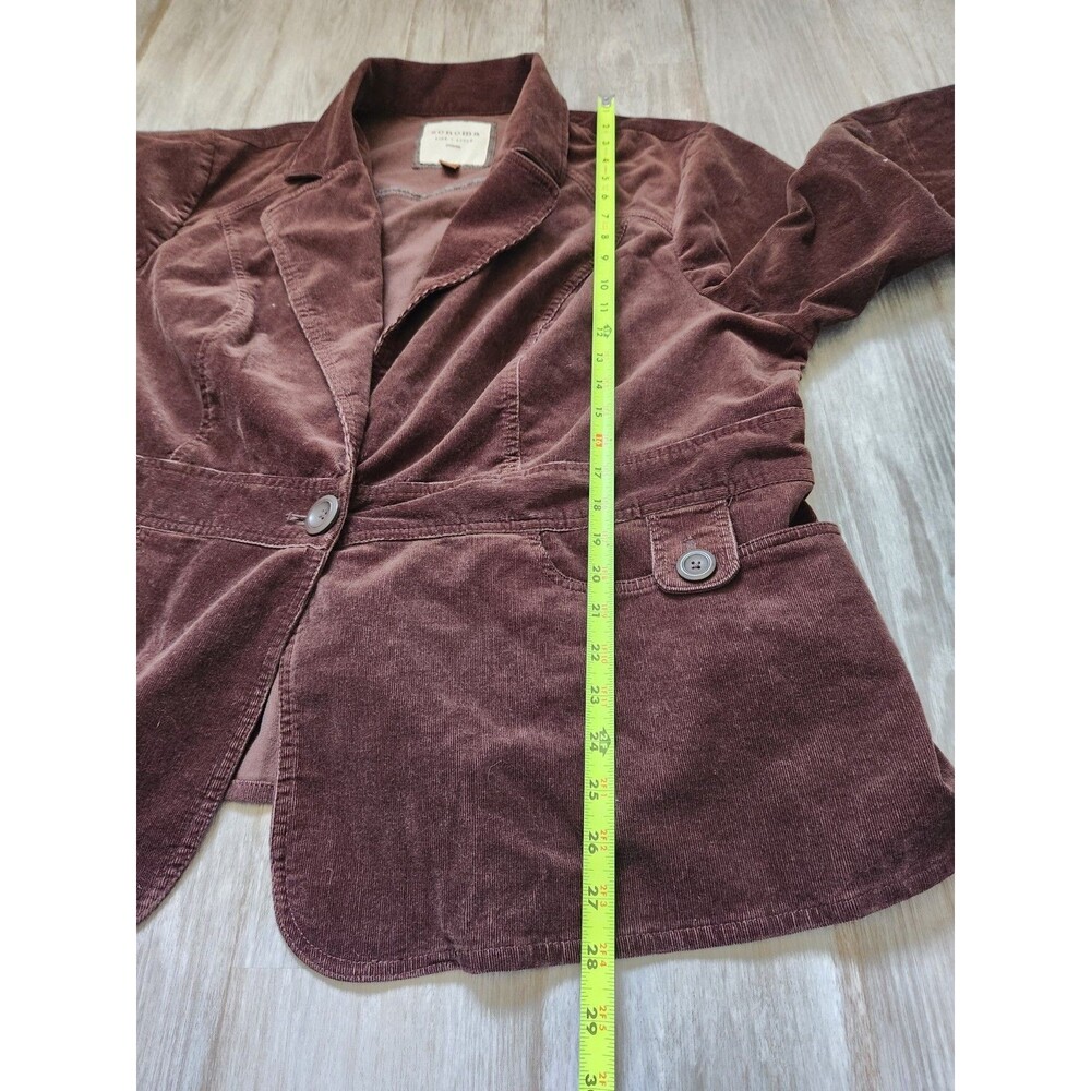 Sonoma Corduroy Blazer Jacket Brown Peplum Button Front Stretch Women 3X 90s Y2K - Picture 5 of 9